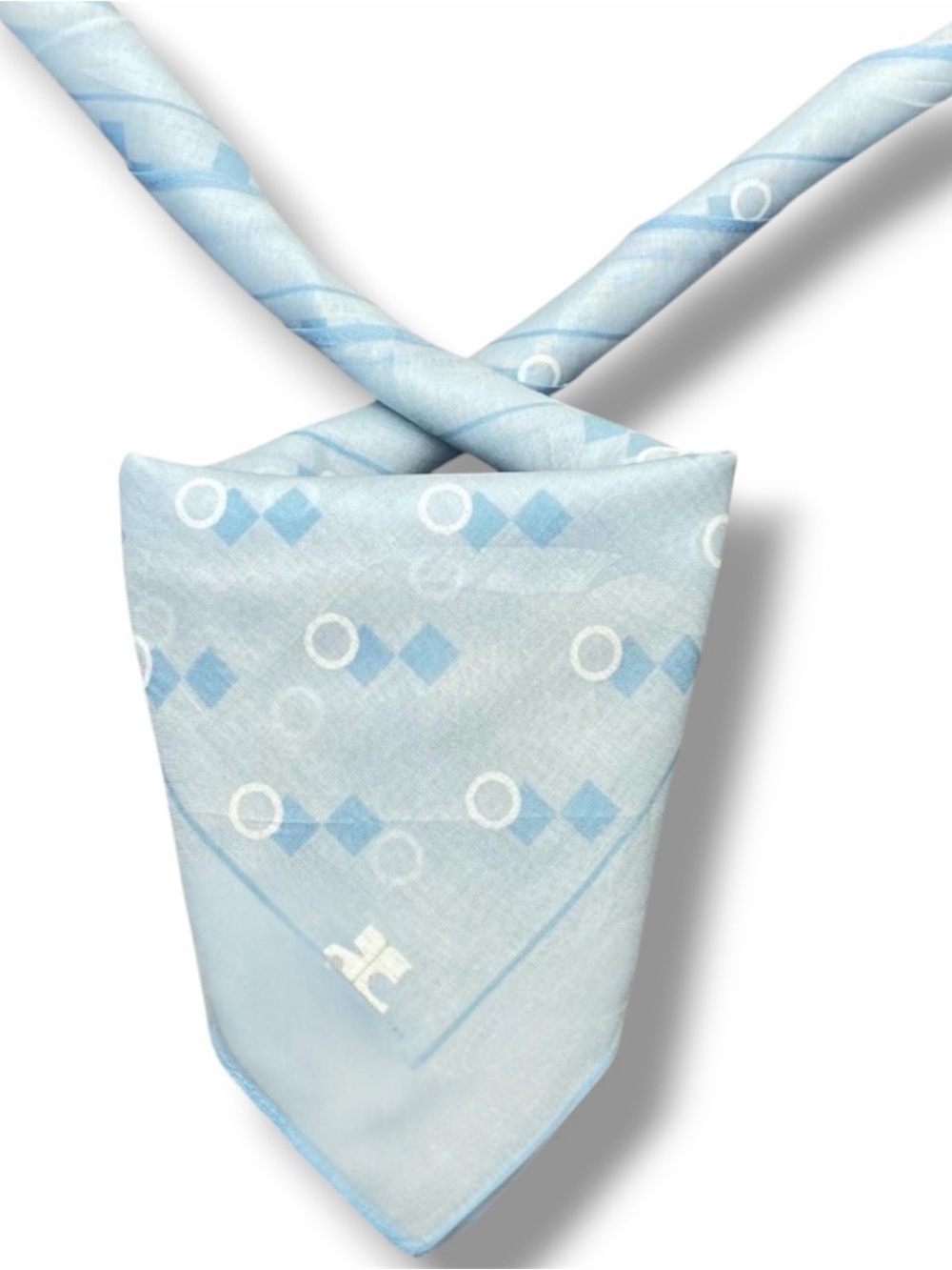 Courrèges cotton scarf bandanna handkerchief Hair Bow Bag Accessory Soft Blue